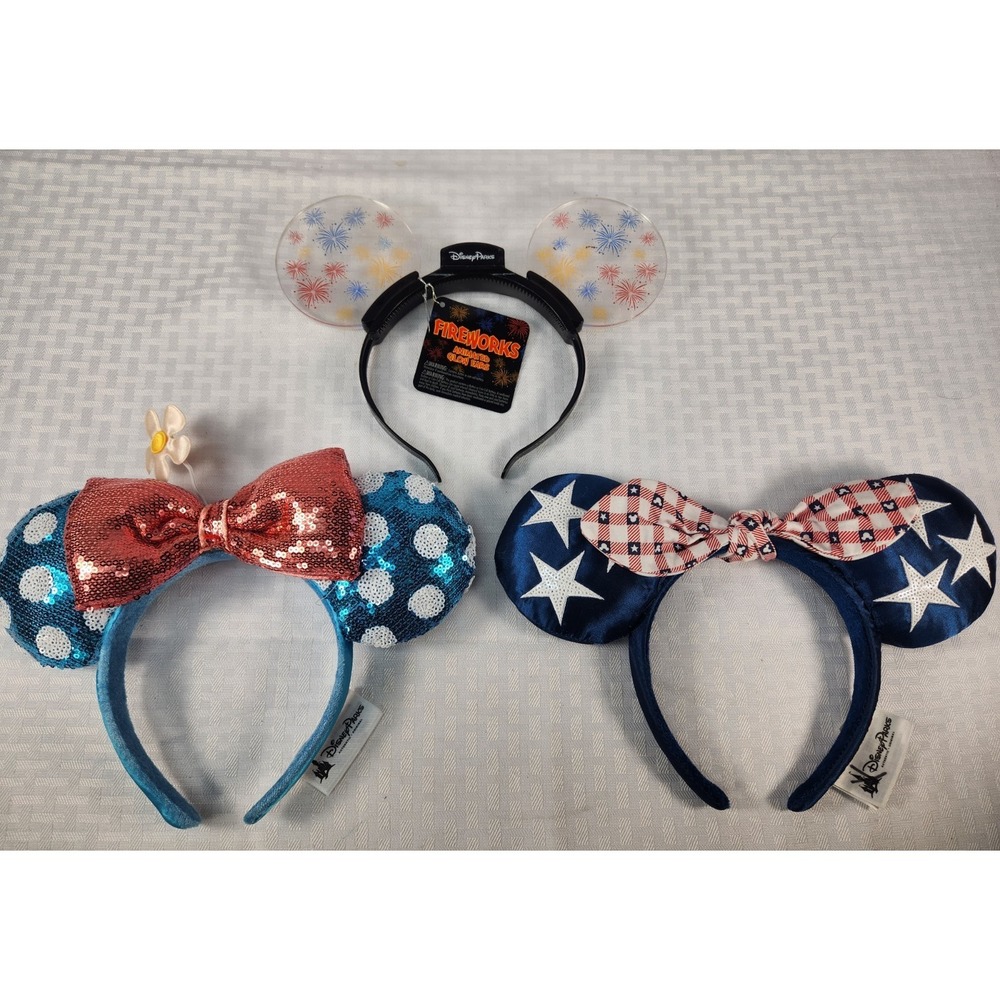 Disney‎ Parks Edition Set Of 3 Mickey Mouse Minnie Ears Lights Up New with Tags